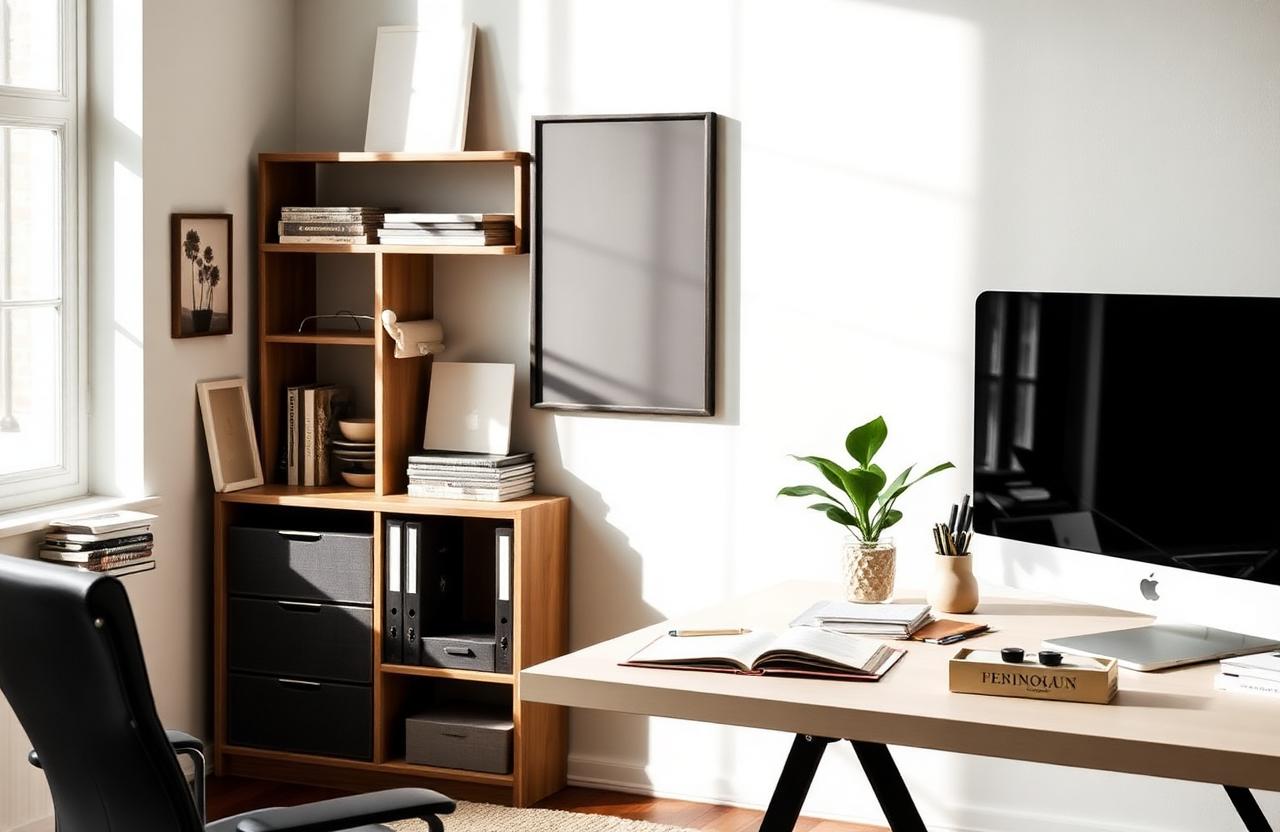 Bureau organisé avec papeterie haut de gamme